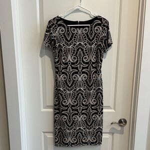 RN Studios 6 Elegant Black and White Patterned Dress